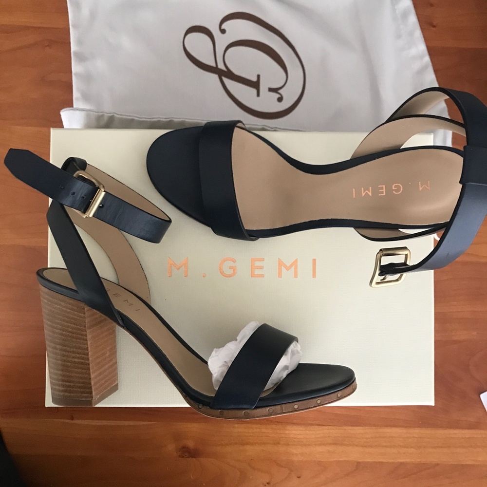 M. Gemi The Rima Sandals (3.5" Heel) in Size EU 37.5 or US 7 / 7.5 (Color Navy)